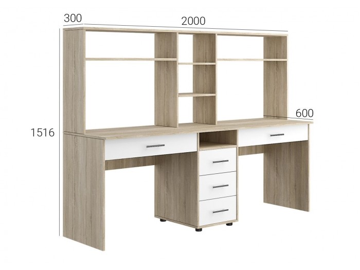 Двойно бюро с надстройка KC-02 (сонома/нимфея алба)